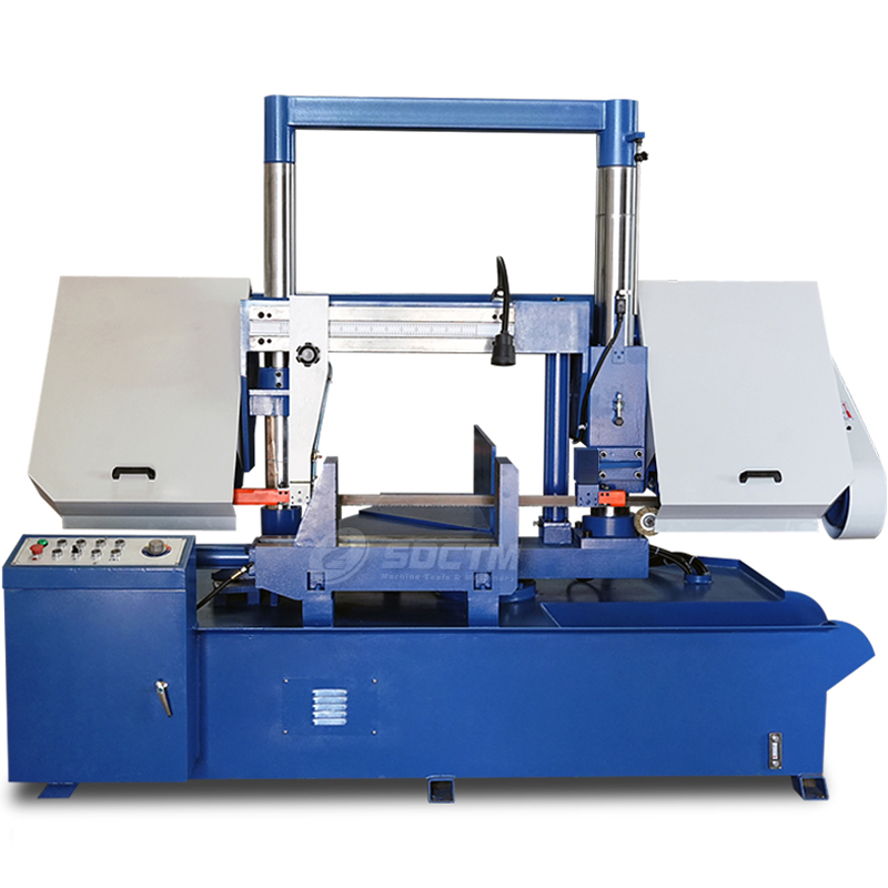 Horizontal Metal Band Saw Machine GZ4250 Cutting 500mm Workpieces at a 45 Degree Angle